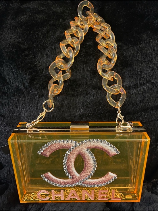 The Unbranded Brand Handbags - Golden Bling CC Acrylic Box Bag With Two Straps